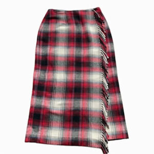 Talbots vintage Plaid Wool-blend maxi skirt,  Fringe. Nicely Lined Women’s sz 6